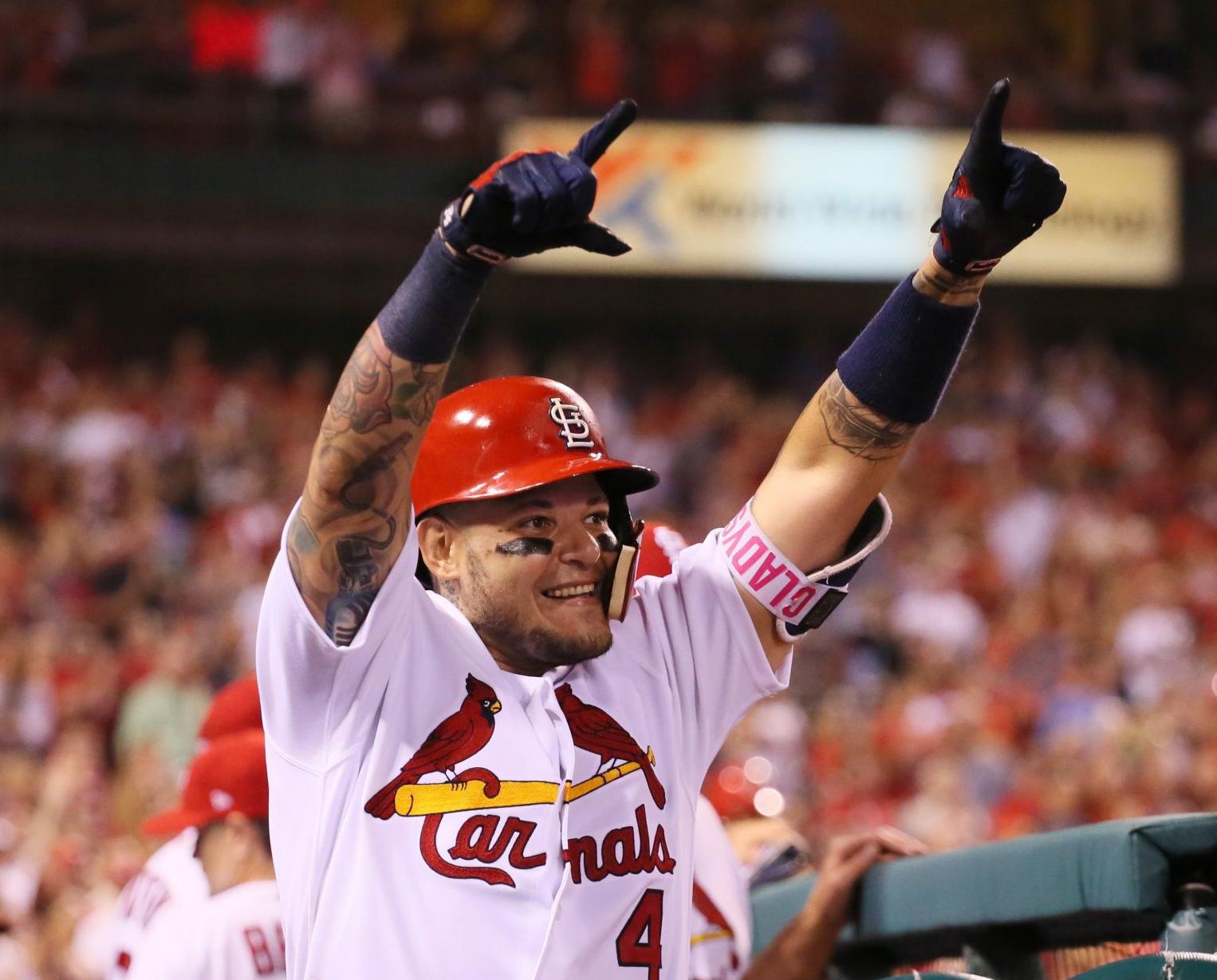 Yadier Molina celebrates grand slam against the Royals